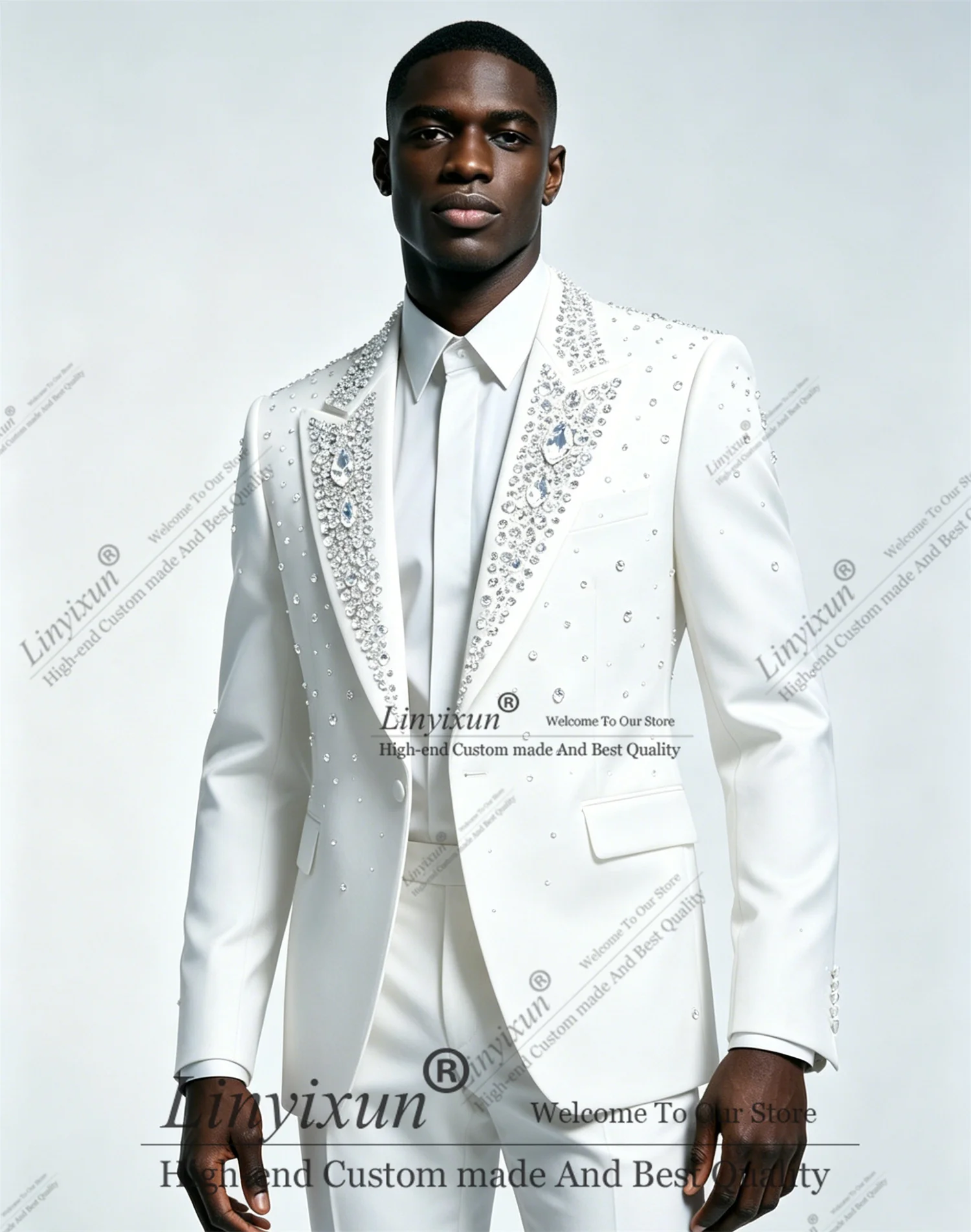 Simple Business Style Diamond Men Suit 2 Piece Groom Tuxedos Wedding Customized Male Prom Blazers Slimmen's suits and separates