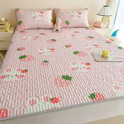 Summer Thin Latex Cooler Bedsheet Soft Mat Washable Queen King Size Single Double Fitted Bed Sheets with Pillowcases Bedding Set