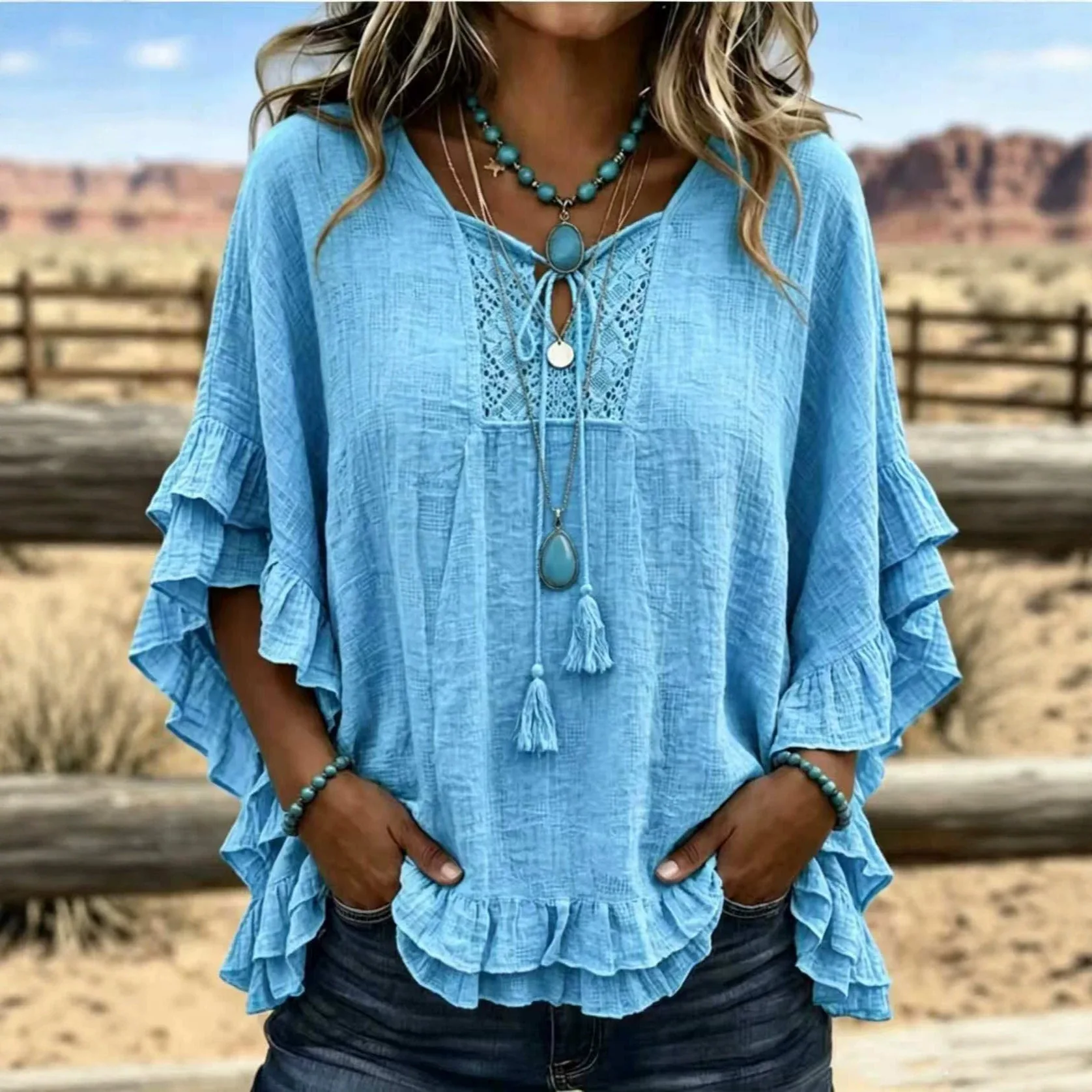 High Quality Hot Selling Wholesale Summer New Design Tassel T-shirt  Loose Ruffle Edge Short Sleeved Top Women Temperament Solid