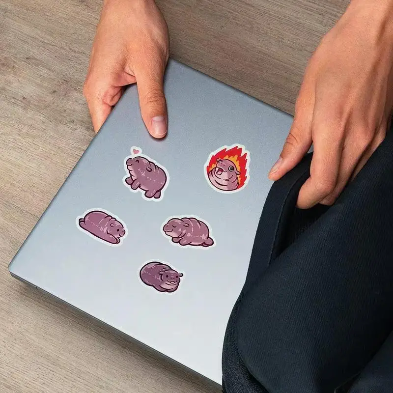 Наклейки «Бегемот», 2X наклейка на гитару, мультяшные наклейки для ноутбука, гитары, мотоцикла, скейтборда, багажа, телефона для детей, подростков, дня рождения