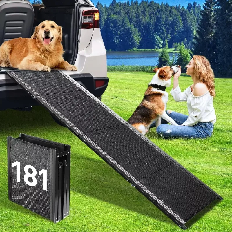 1Pcs Outdoor Car Pet Ladder 49 43 16cm foldable portable with non-slip mattress, bedside pet ladder Total length 181cm