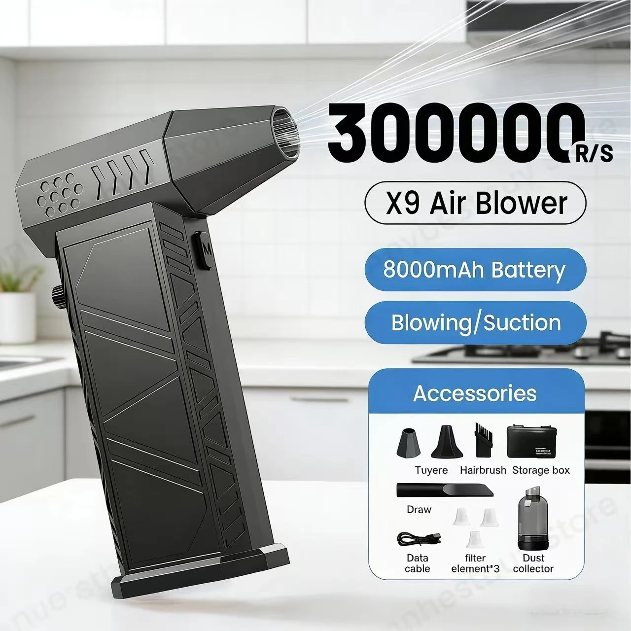 

Многоцелевой пылесос, турбовентилятор X9, 300000 об/мин, бесщеточный пылесос, подходит для компьютера/клавиатуры/дома/автомобиля