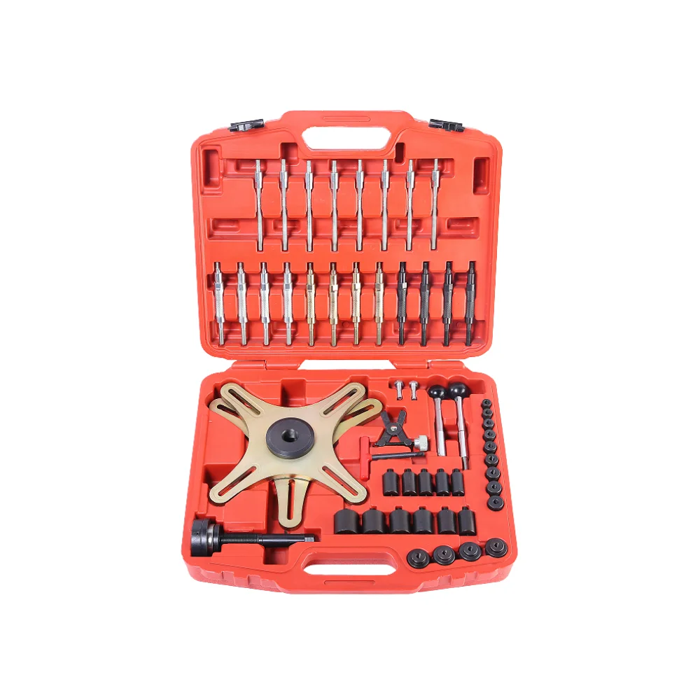 53-Piece Carbon Steel Black Clutch Assembly Adjustment Disassembly Installation Kit Compatible Car Engine Testing