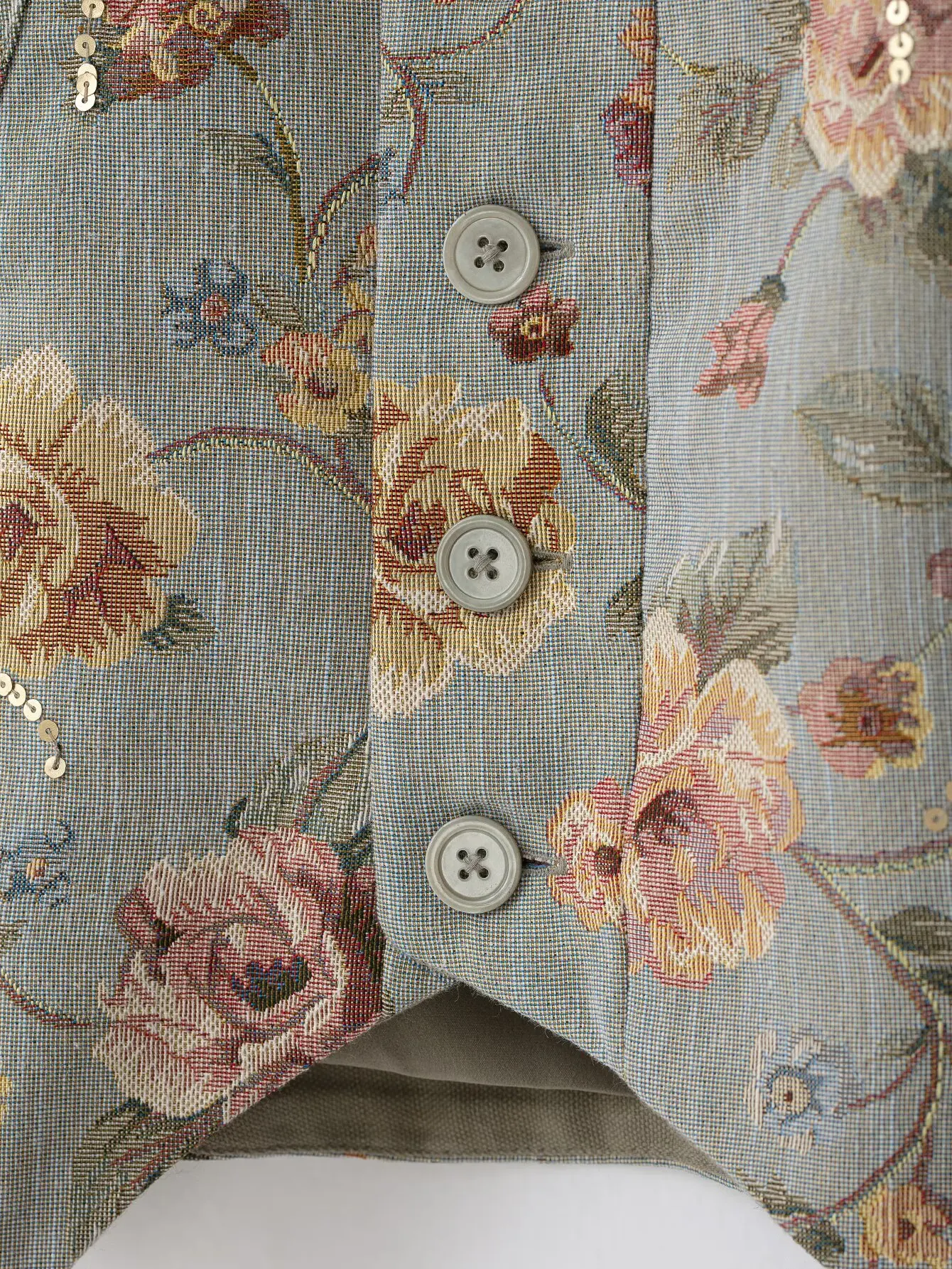 TFMLN 2026 Damen Pailletten-Blumenjacke Stehkragen Knopfleiste Vorne Elegante Lässige Oberbekleidung Mode Neue Schlanke Passform Bedruckter Kurzer Mantel – Detail 9