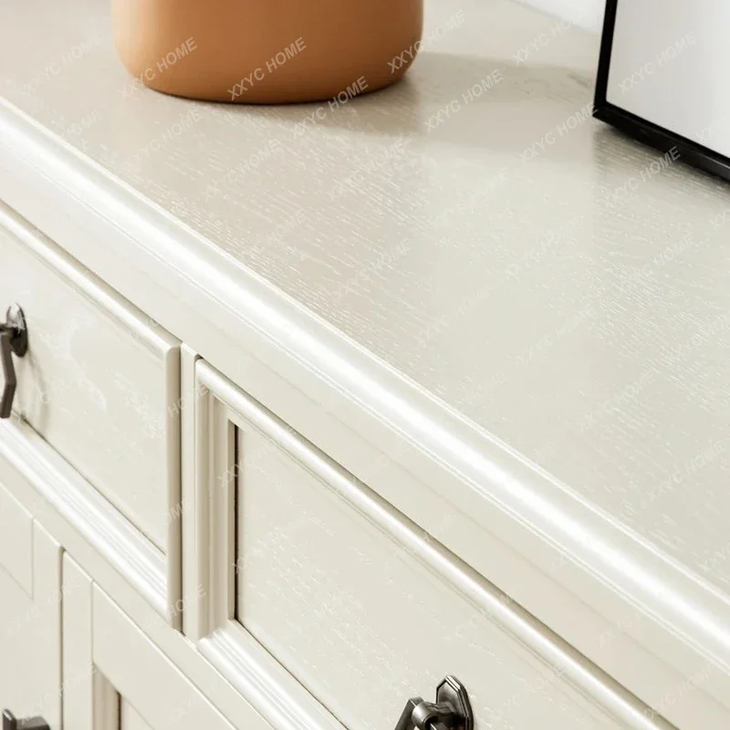 American pure solid wood log white shoe cabinet entrance storage locker