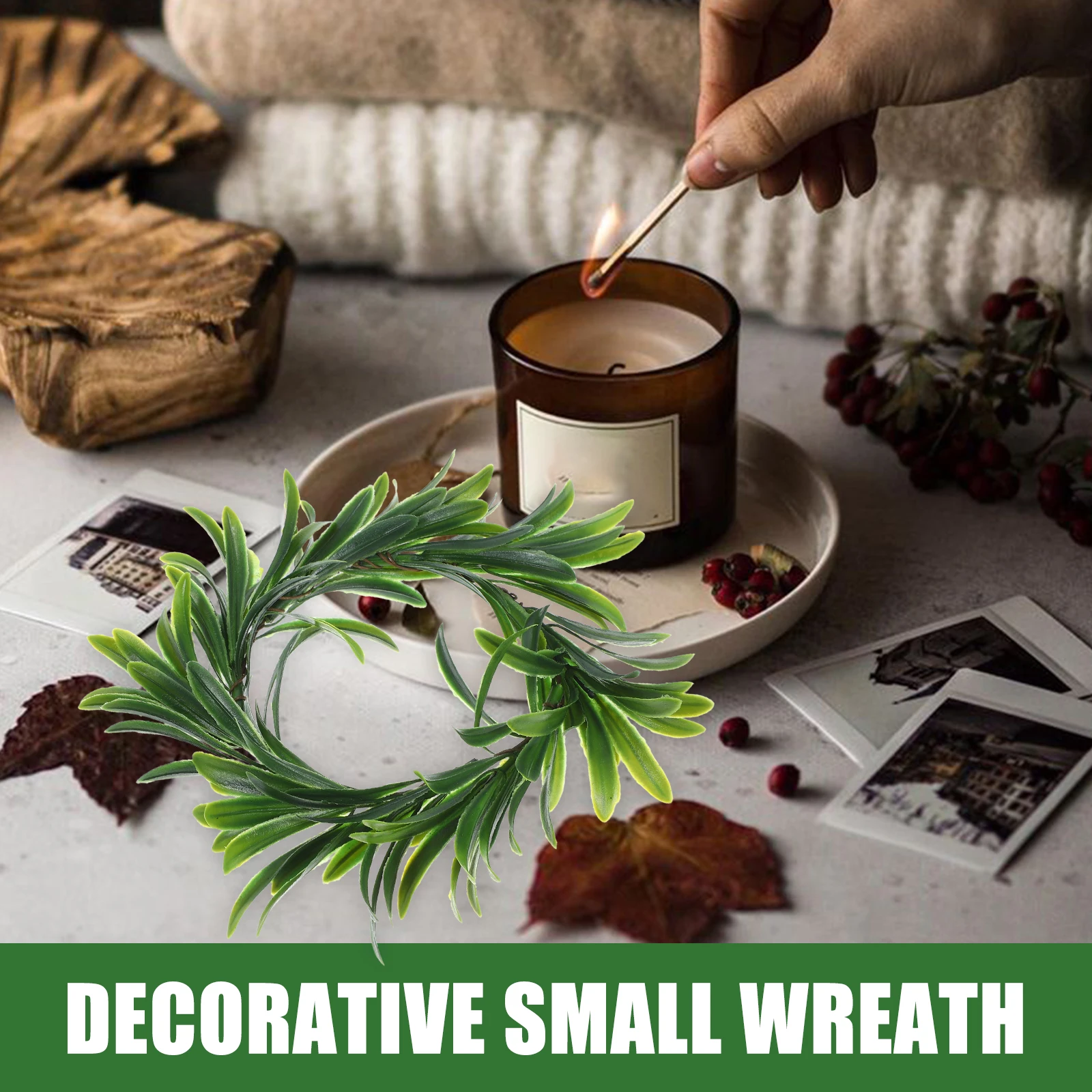 

Simulated Eucalyptus Green Leaf Wreath Farmhouse Decorative Colorful Artificial Wreath for Christmas Party Hanging Table