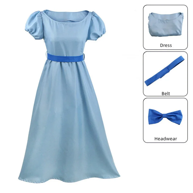 Hot Selling Pan Peter Princess Wendy Full Set Dress for Women Girl Halloween Party Cosplay Costume Summer Autumn Daily Uniform