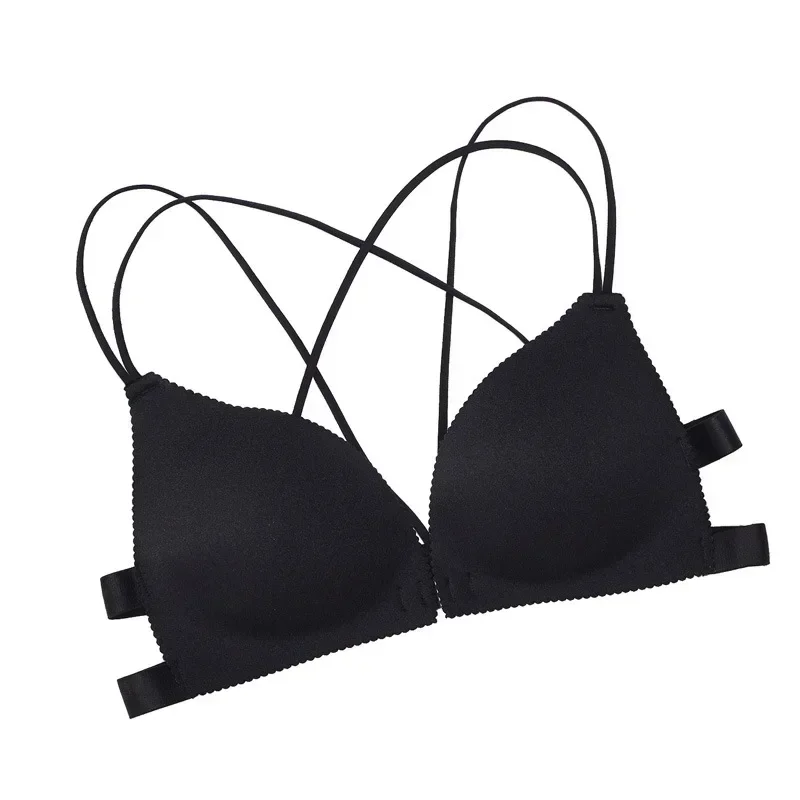 New Front Button Beautiful Back Bra Without Steel Ring Gather Up Support Underwear Women's Seamless 1-piece Underwear