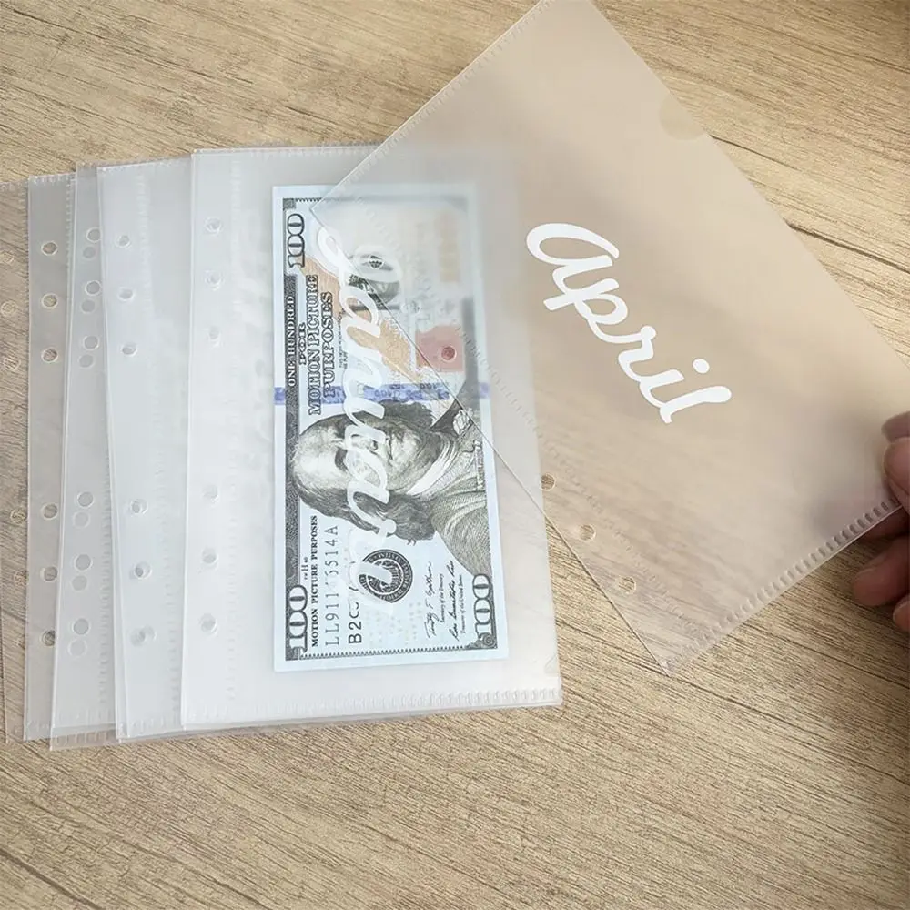 Creative 12 Monthly Cash Storage Bag Transparent 6 Holes Loose-leaf Album A6 PP Money Organizer Loose Leaf Refill