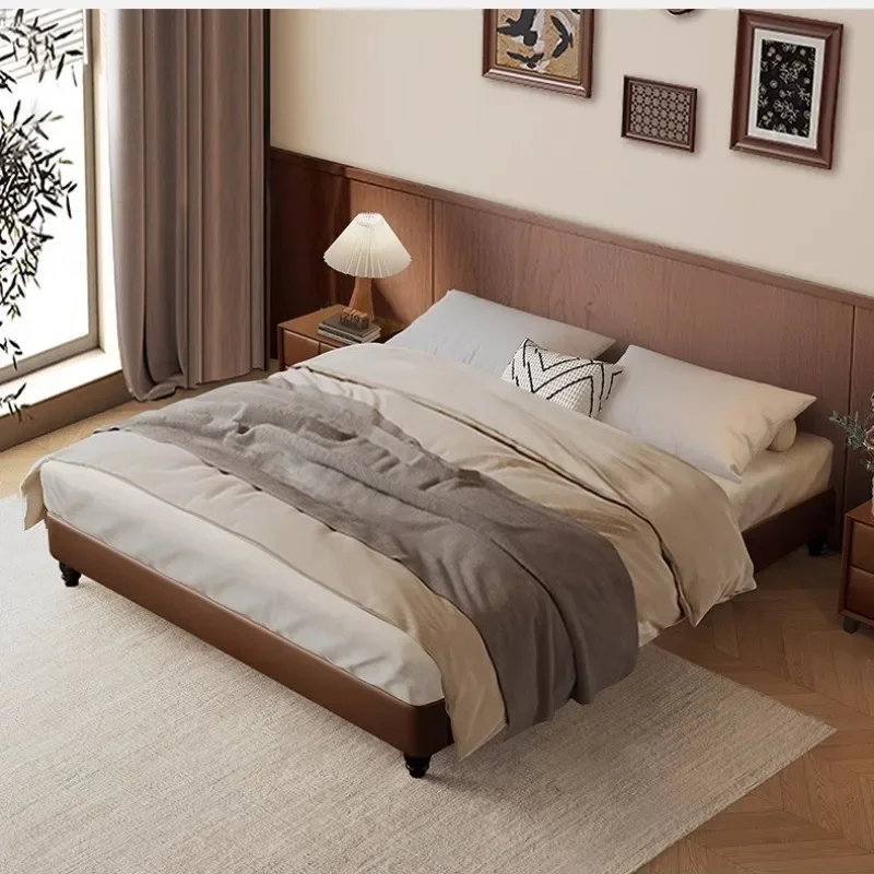 

Medieval modern French retro solid wood tatami row skeleton bed frame storage single