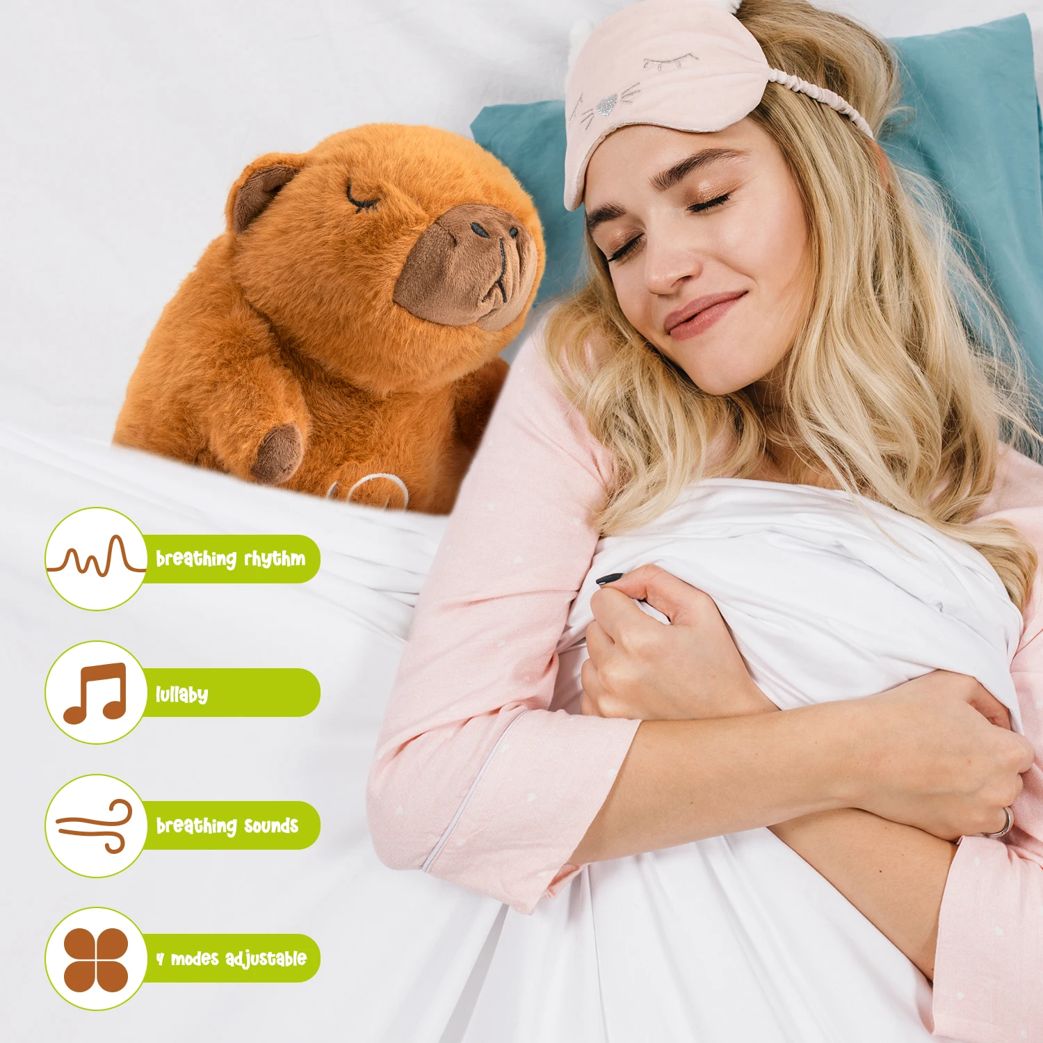 การหายใจตุ๊กตาสัตว์ Capybara Plush สําหรับความวิตกกังวลผู้ใหญ่นอนด้วยการหายใจที่สมจริง Motion ไฟเพลงของขวัญวันเกิด