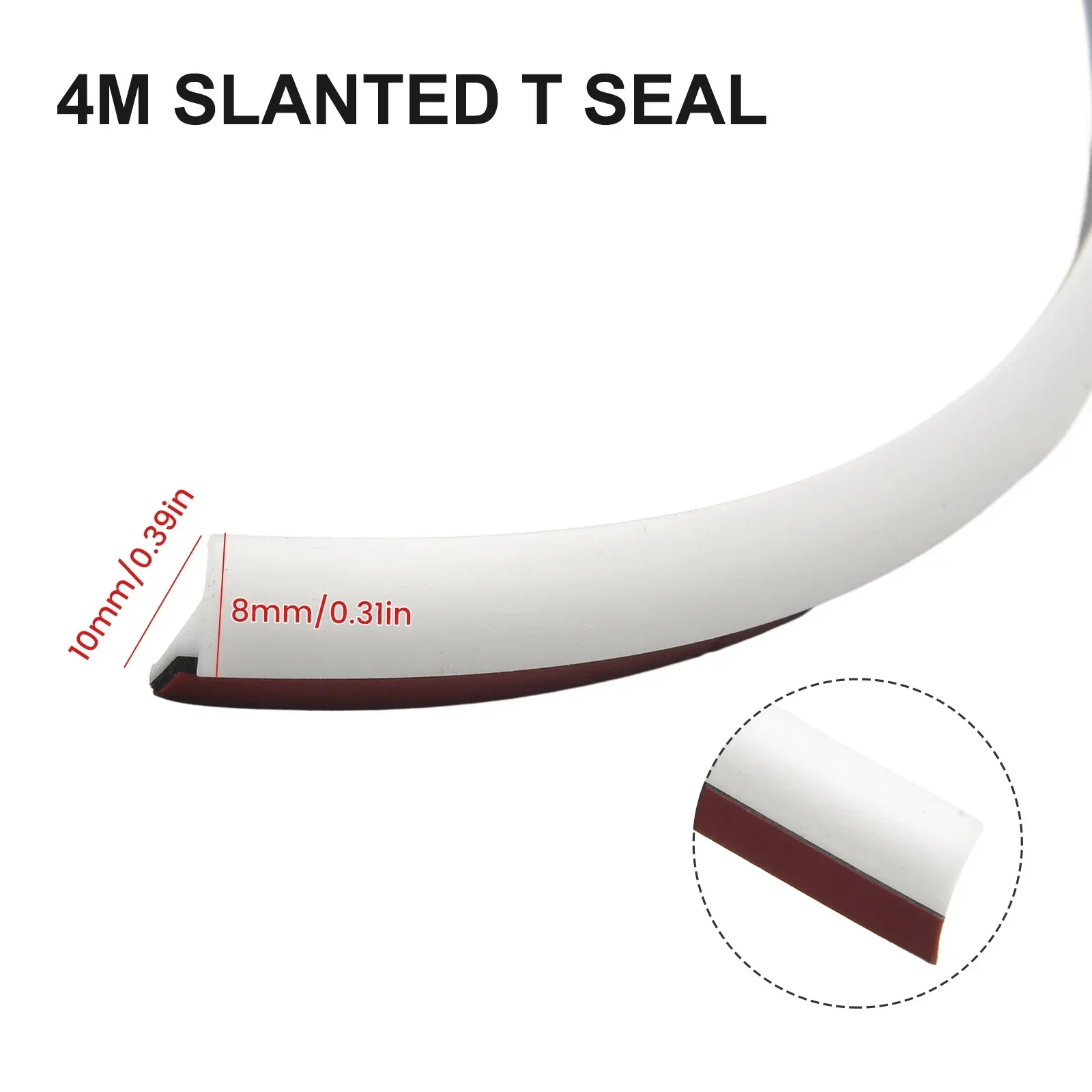 4M T-Shape Rubber Car Door Seal Strip Hood Trunk Edge Weatherstrip Moulding Trim 8MM*10MM White Accessories For Vehicles