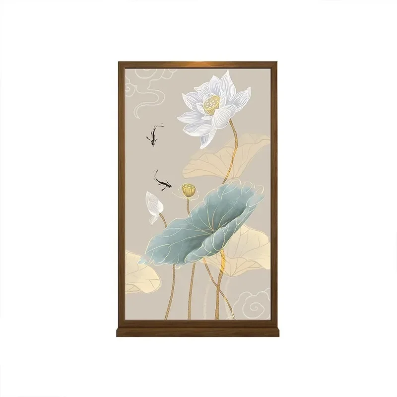 New Chinese-style solid wood entrance entrance screen partition living room high-end bedroom bedside cover bathroom mobile seat