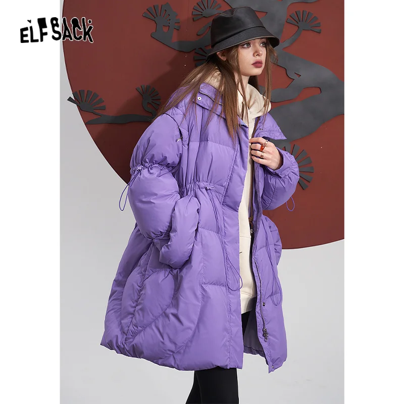 ELFSACK-Combinaison de duvet chaud violet pour femme, mi-long, conçu OutChester, hiver 2023