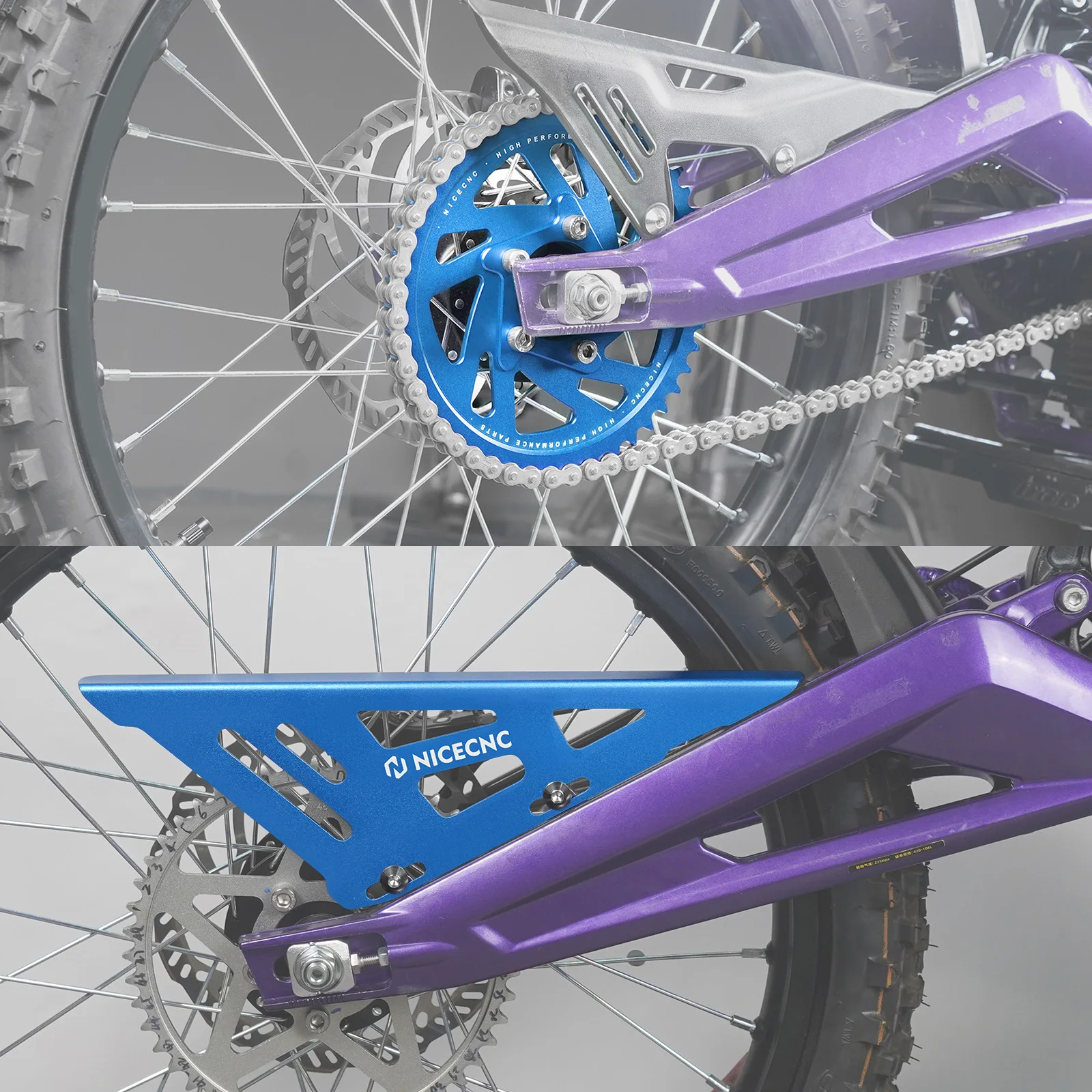 NICECNC Für Surron Light Bee X S L1E 2017-2024 Segway X160 X260 Elektro-Dirtbike 48T Hinteres Kettenrad mit Kettenschutz – Detail 6