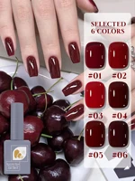 Juego de esmaltes de uñas de Gel rojo cereza, Gel de Color Popular de otoño, esmalte de Gel UV/LED, para suministros de uñas de salón en casa, 1/6 Uds., 12ml