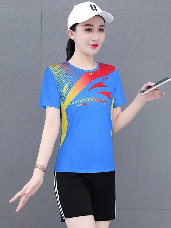 퀴 드라이 스포츠 세트 여성용 여름 2025 신상 운동복 아침 달리기 테니스 의류 배드민턴 슈트 투피스 세트
