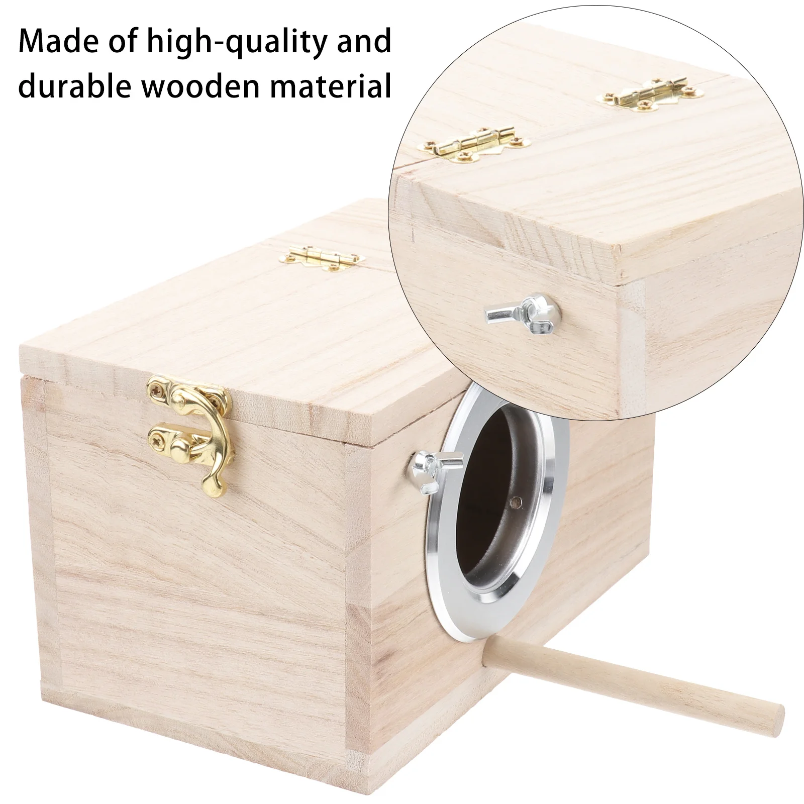 

Wooden Small Bird Nest Box Wild Bird House Durable Reinforced Nesting Feeding Holder for Window Watching Songbirds