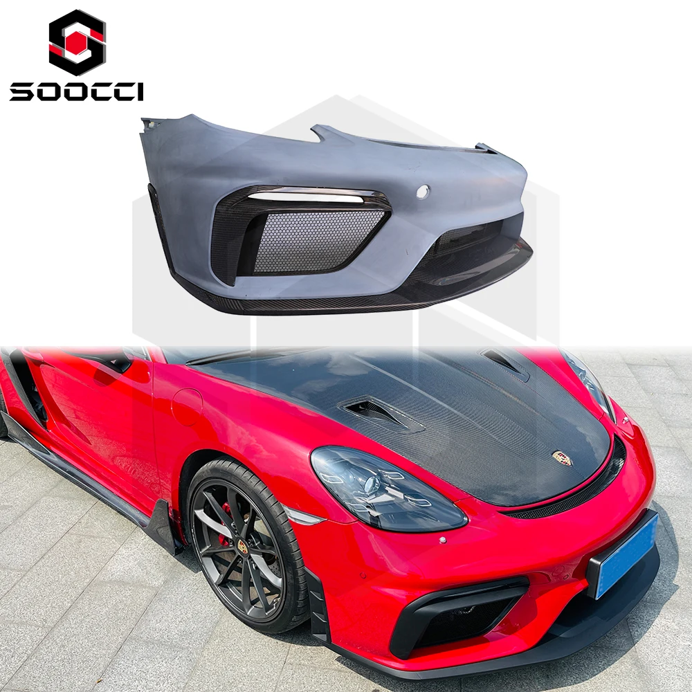 

Dry Carbon Fiber + PP GT4-Style Front Bumper for Porsche 981 Cayman Boxster Upgrade Splitter Diffuser Front Spoiler Body Kits