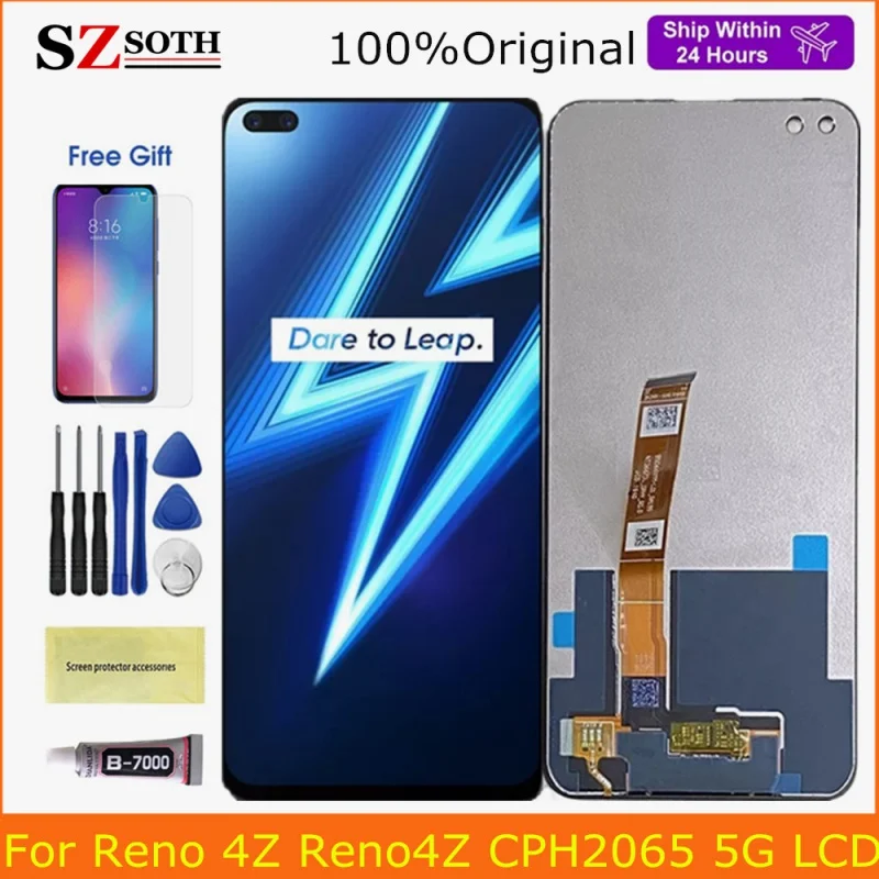 

Original For OPPO Reno4 Z LCD Display Touch Screen Replacement Digitizer For Reno 4Z Reno4Z CPH2065 5G LCD With Frame