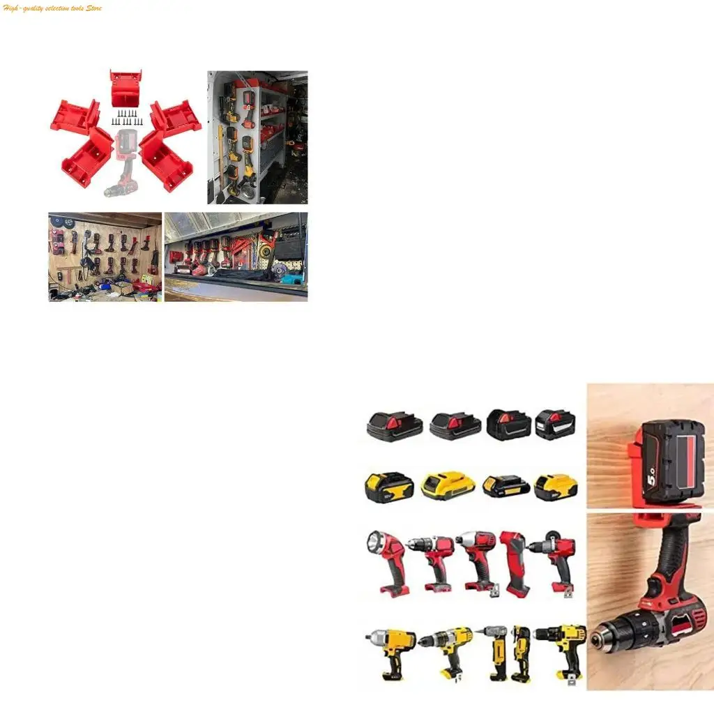 

203F 5Pcs Power Tool Holder Battery Mount Hanger Stand for 18V/20V Battery Tool Storage Rack Bracket Fixing Accessories