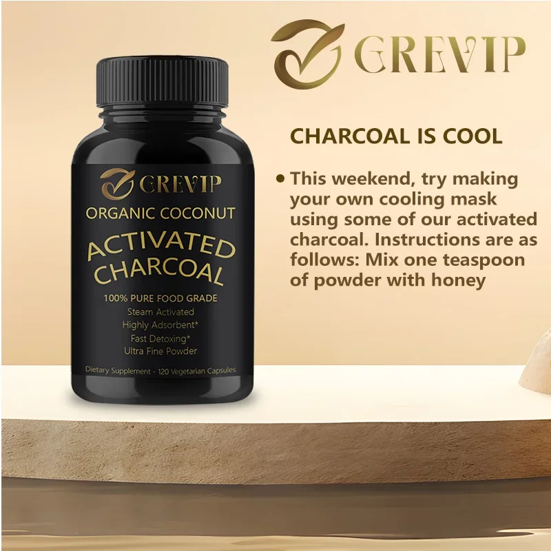 

Activated Coconut Charcoal - Detoxification, Teeth Whitening, Anti-yellow Teeth, Relieve Gas and Bloating Vegan