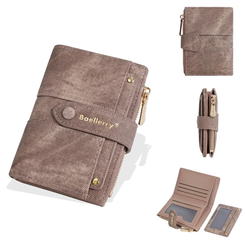 

High Quality Pu Leather Short Wallet Large Capacity Zipper Card Holder Multifunctional Multi-card Slot Clutch Bag For Women Men