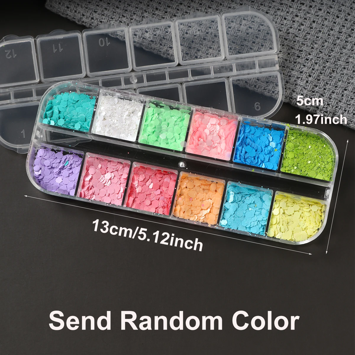 12 Grids Mermaid Hexagon Nail Art Glitter Sequins Candy Color Holographic Spangles Sparkly Flakes Paillette Dopamine Charm Decor