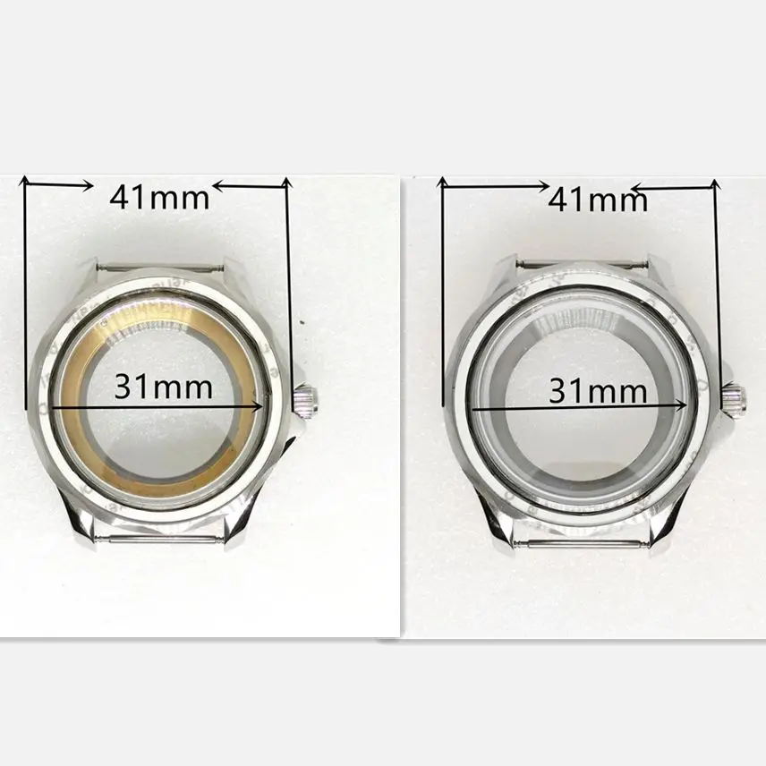 

New 41MM Cases 316 Stainless Steel Synthetic Flat Sapphire Glass Fit NH35 Miyota8215 ETA2836 Automatic Movement