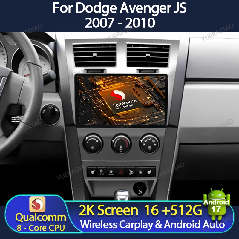 Radio para Auto Android 16 para Dodge Avenger JS 2007 - 2010 para Dodge Nitro 2006 - 2011 GPS NAVI BT 4G WIFI 2DIN QLED Qualcomm LTE 5G