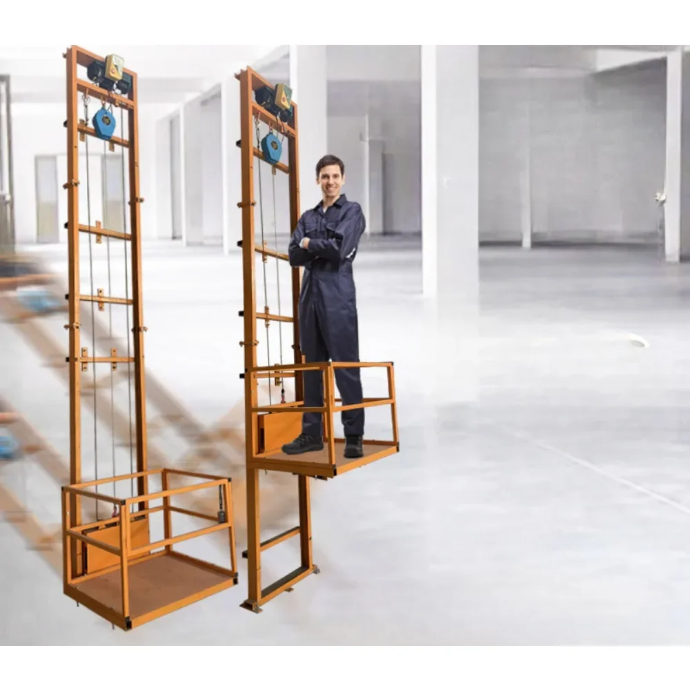 Electric hydraulic lift household monorail platform fixed small freight elevator