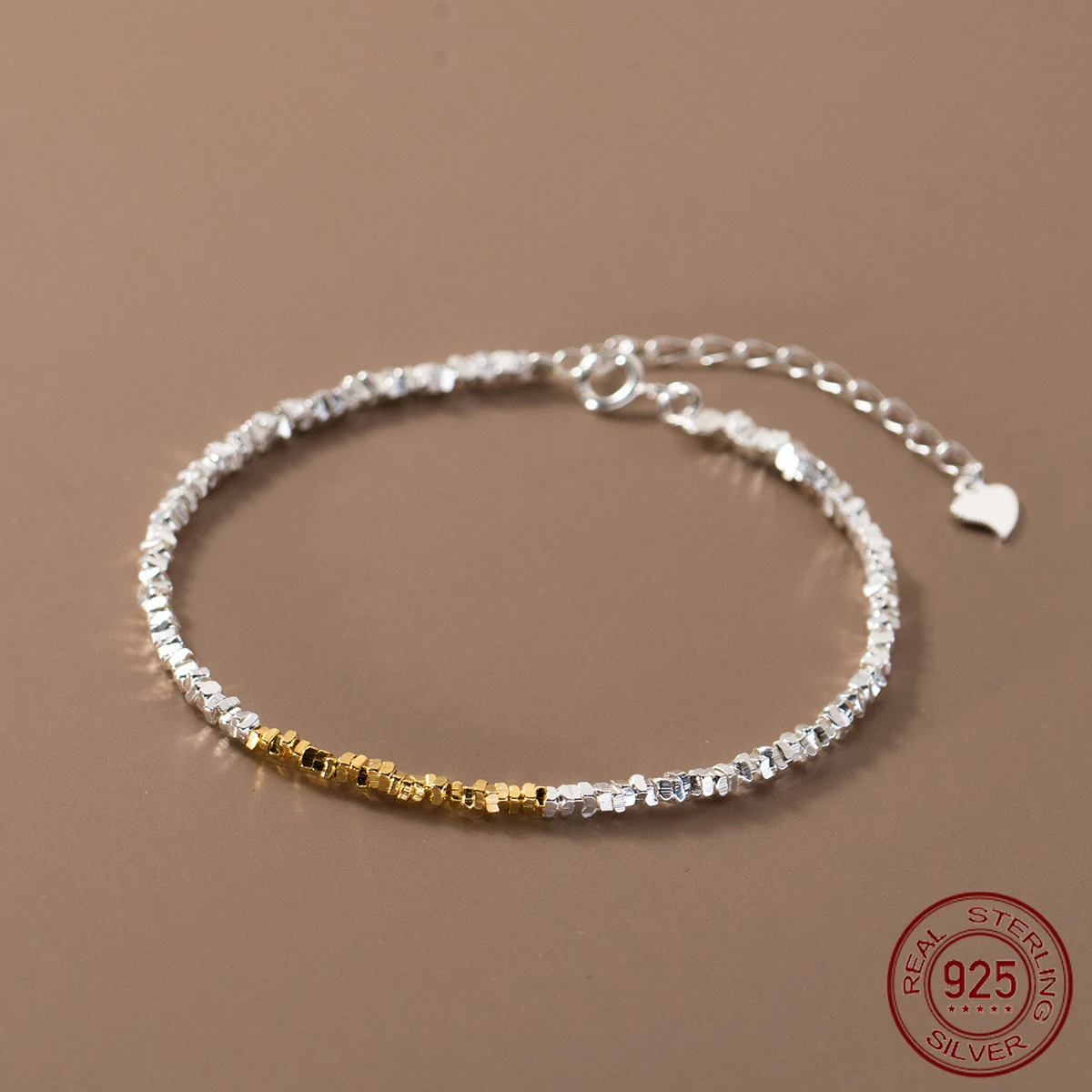 La Monada 15+4.5cm Simple Irregular Bead Bracelets For Women Silver 925 Gold Design Sterling 925 Silver Women's Bracelet