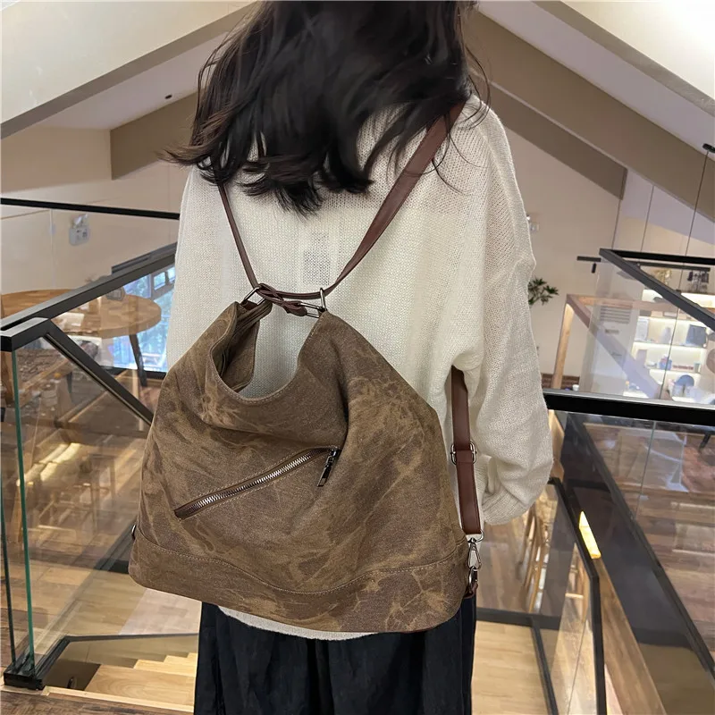 Women Bag Women's Canvas Shoulder Bag Fashion Multifunctional Outdoor Shoulder Tote Female Commuting Large Capacity Vintage Pack