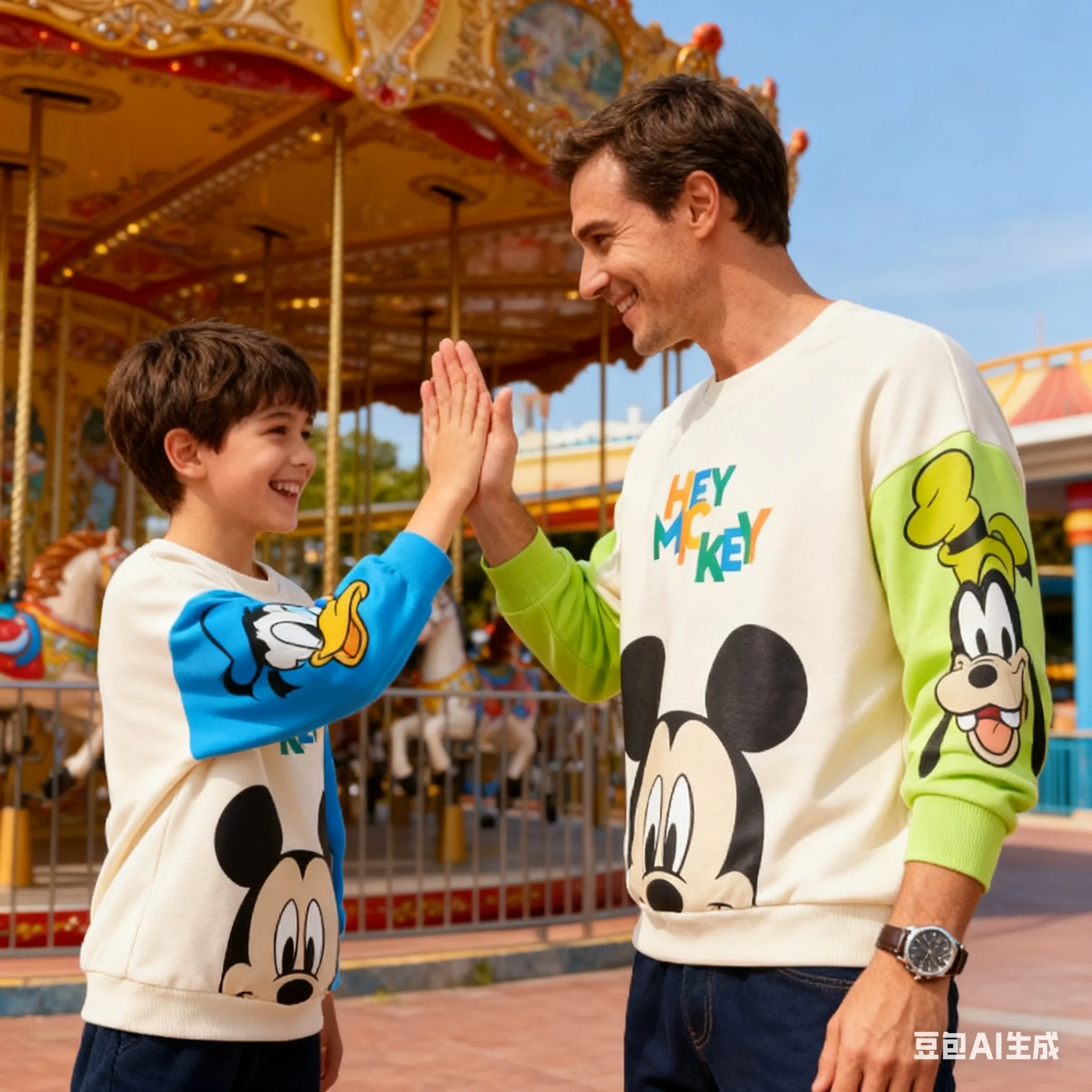 

Disney Hey Mickey Donald Goofy Disneyland Trip Daddy and Me Crewneck Pullover Sweatshirt Comfy Stylish Relaxed-Fit Autumn Winter