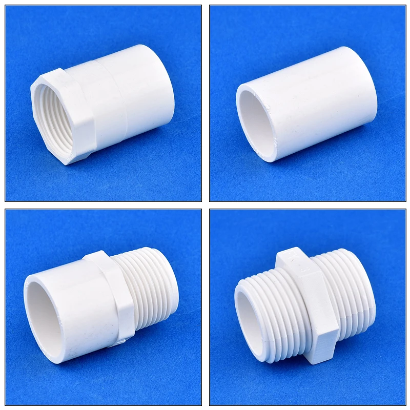 2Pcs White PVC Straight Connector Garden Irrigation Water Supply Pipe Joint 1/2