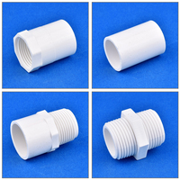 2Pcs White PVC Straight Connector Garden Irrigation Water Supply Pipe Joint 1/2\