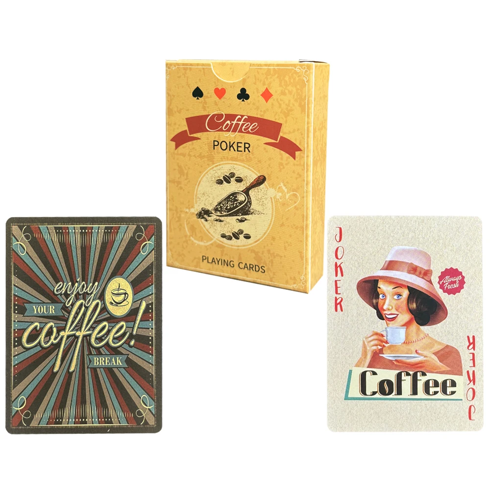 Cartes de jeu de poker rétro, café vintage, classique, mode, impression, jeu de société, divertissement