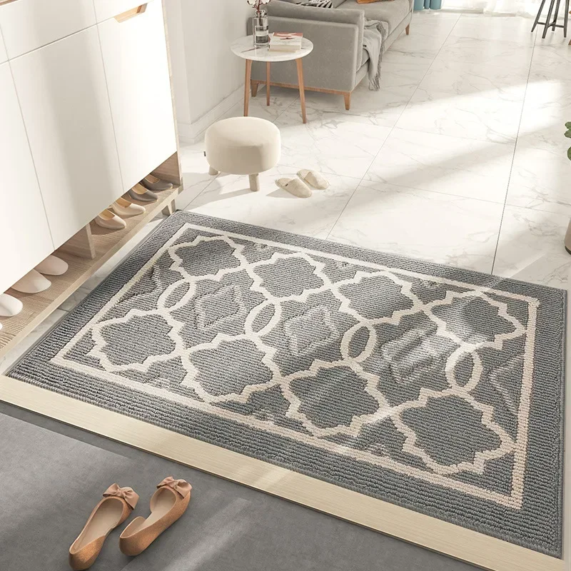 European Style Door Mat Classic Geometric Pattern Door Carpet Dust Removal Foot Mat Non-slip Wear-resistant Floor Mat Outdoor