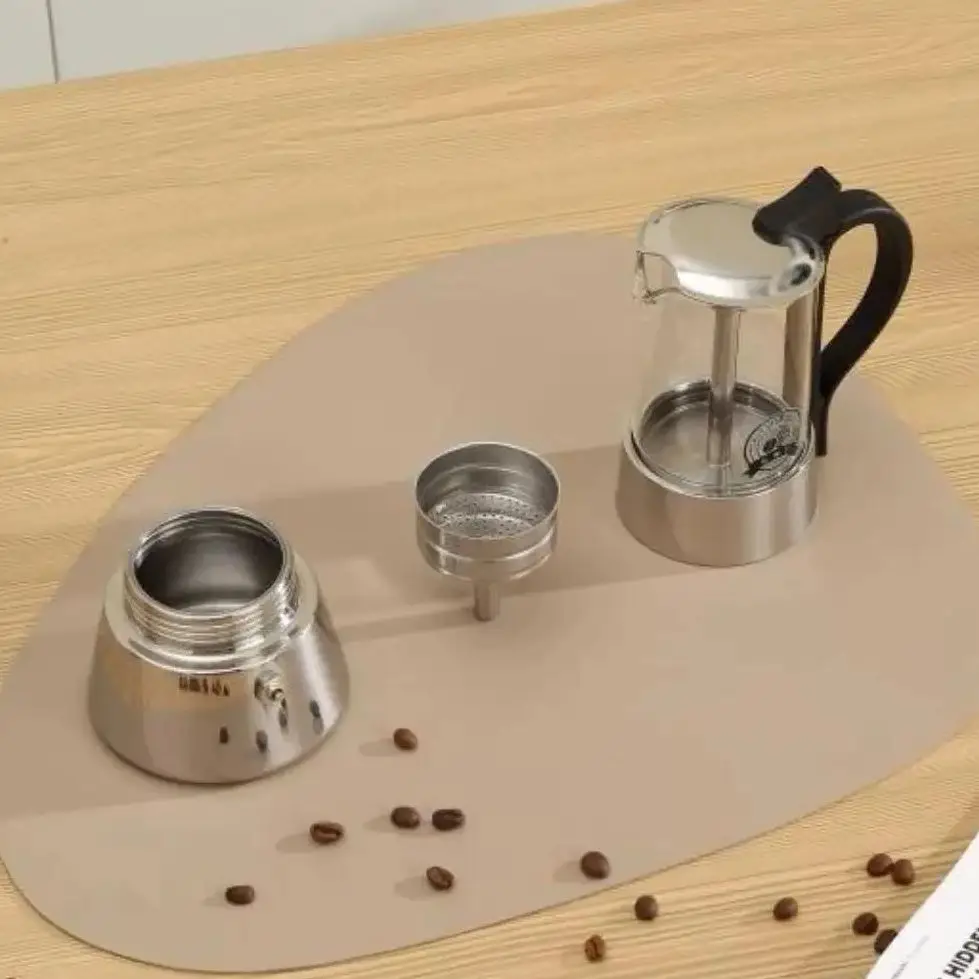 4cups See-Through Moka Pot: High-Borosilicate Glass Body, Durable 430 Base. Home/Office/Camping Use. Works on Induction & Gas
