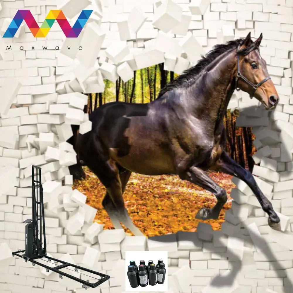 Настенная печатная машина Вертикальный 3D настенный принтер на металле, дереве, стеклянной плитке, портативный с 6-метровой напольной направляющей, двойной DX10 DX7 Настенная печатная машина Вертикальный 3D настенный принтер на металле, дереве, стеклянной плитке, портативный с 6-метровой напольной направляющей, двойной DX10 DX7