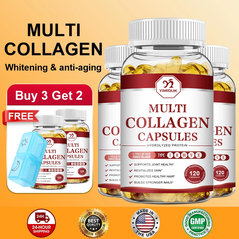 YIMIDUK 5-Type Collagen Protein Complex, Supports Skin Elasticity, Hair Growth, Nail Strength, Joint Flexibility & Bone Health
