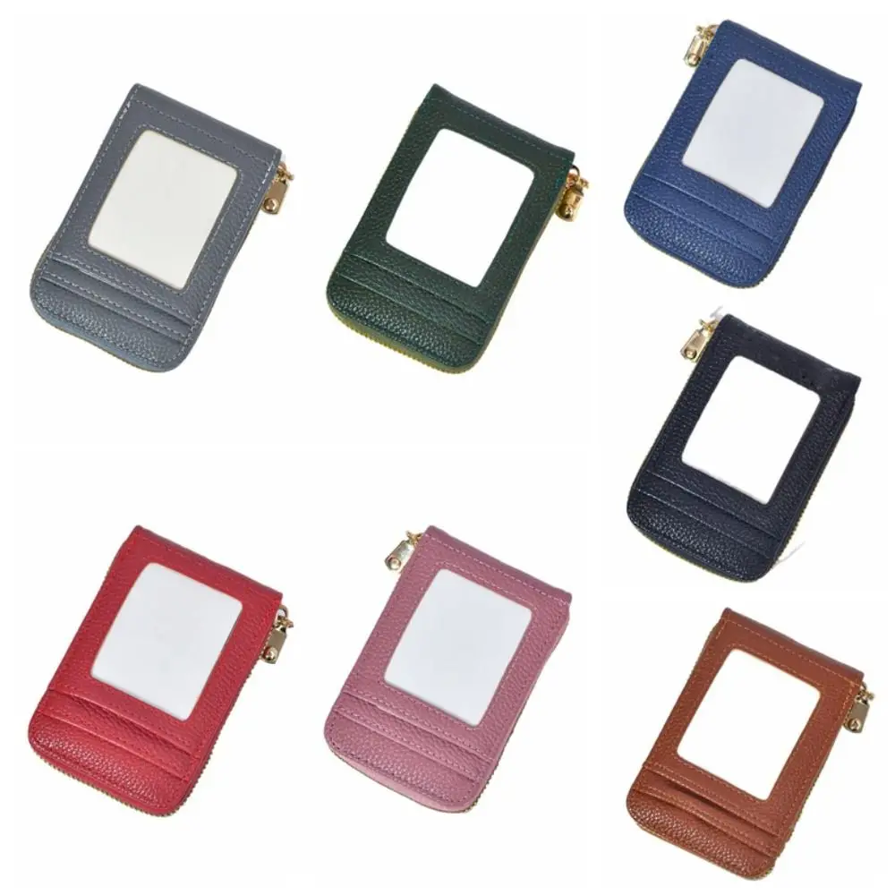 PU Leather Business Card Holder Ins Multi-position Card Case ID Credit Card Holder Coin Purse Zipper Card Protect Case Outdoor