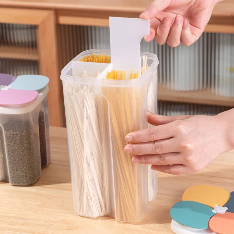 1.5/2.3L Plastic Cereals Storage Box Transparent Sealed Jar with Lid Grain Noodle Tea Food Container Kitchen Storage Grain Tank