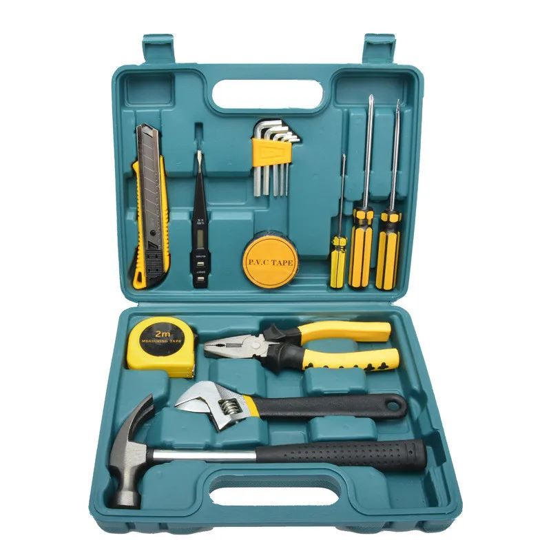 Household Hand Tool Kit with Portable Tool Box, Screwdrivers, Pliers, Wrench, Hammer and Tape Measure for Home Repair and Car