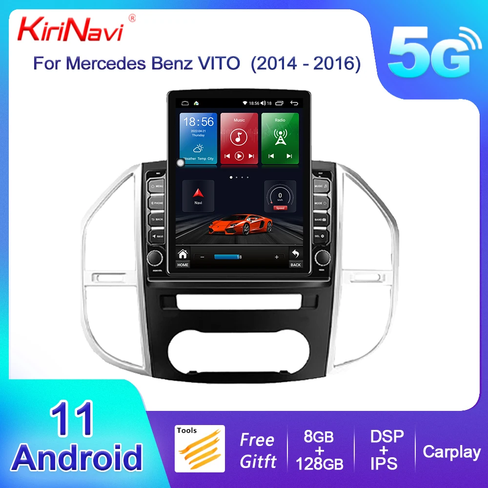 KiriNavi Tesla Style Vertical Screen Android 13 Car Radio For Mercedes Benz VITO 2014-2021 Auto GPS Navigation Dvd Player stereo