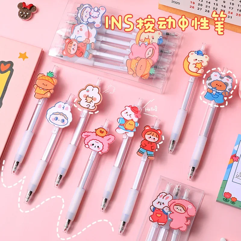 

50 шт., корейская ручка Ins Girl Heart Press, нейтральная ручка, студенческая милая ручка с высоким уровнем лица, водяная ручка, мультяшная ручка для подписи в штучной упаковке