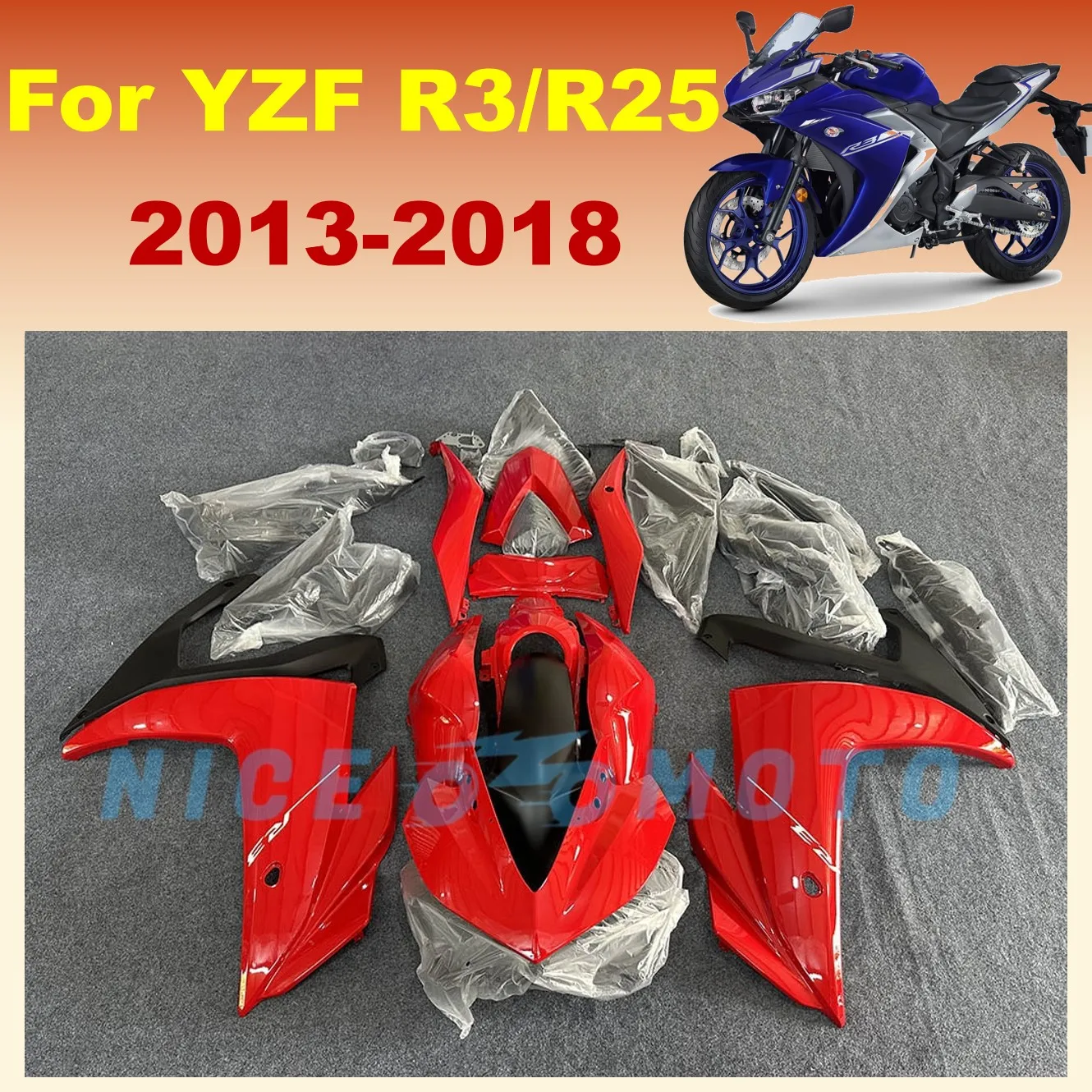 

Gloss Red Injection Motorcycle Fairing Kit for YAMAHA YZF R25 YZF R3 2013 2014 2015 2016 2017 2018 r25 r3 13-18