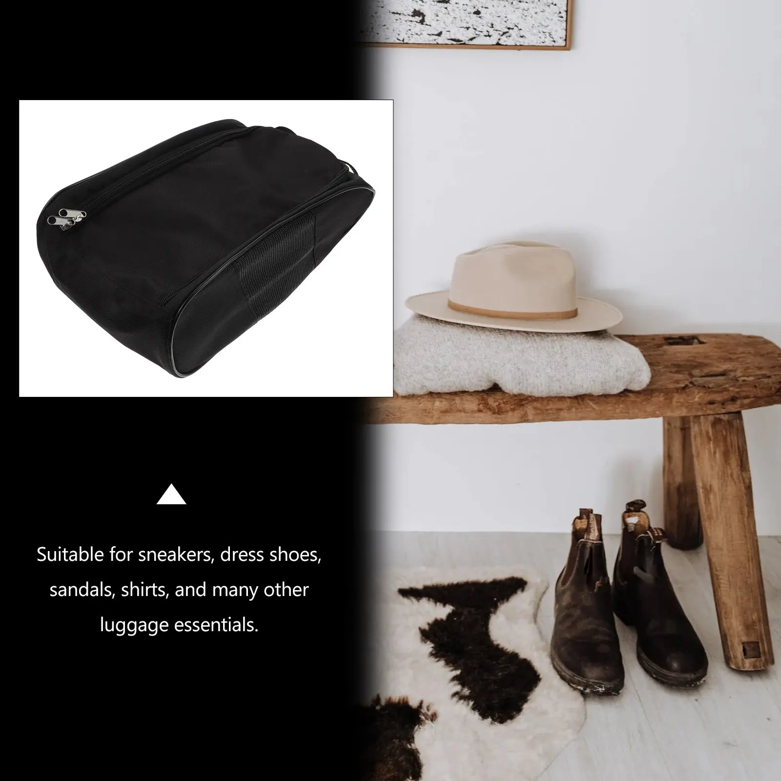 

1 шт. сумка для обуви на молнии, высококачественный полиэстеровый органайзер для обуви, портативный складной мешок большой вместимости для мужчин и женщин.