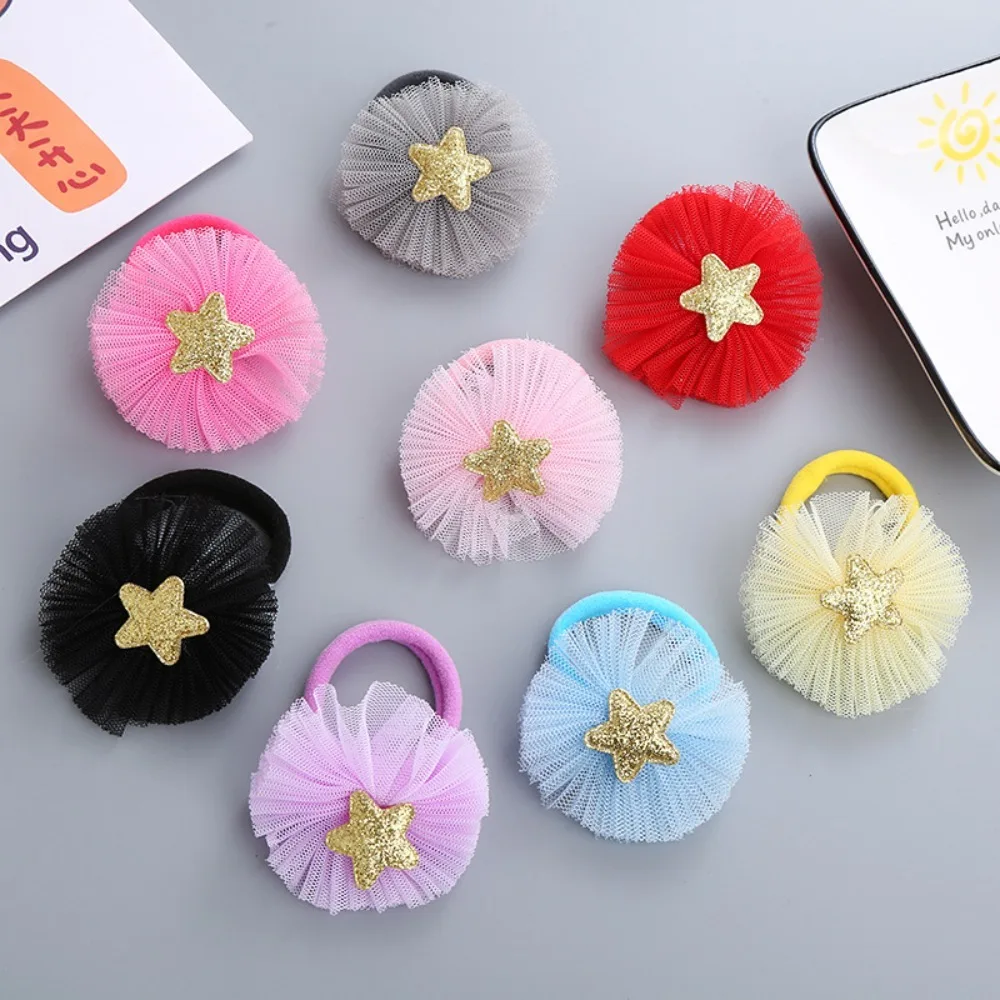 

10 шт. резинок для волос Girisl с сеткой и звездами, заколки-сетки для девочек, милые детские резинки для волос с мотивами, для пучков