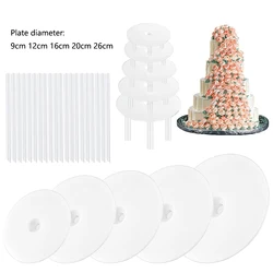 Plastic Cake Dowel Rods Set White Cake Sticks Support Rods Separator Plates Multilayer Cake Stand Suspended Gasket